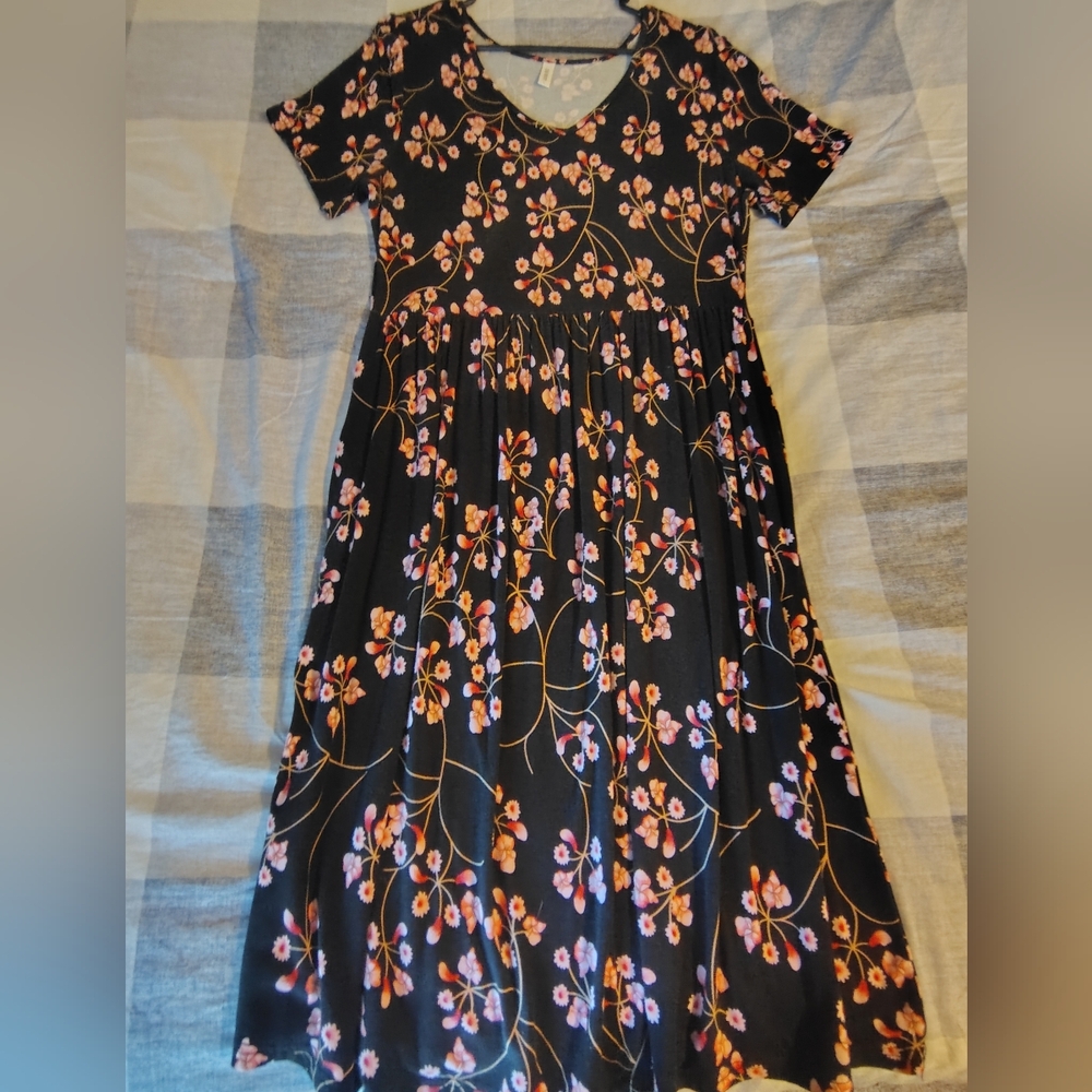 Floral Black Midi Dress